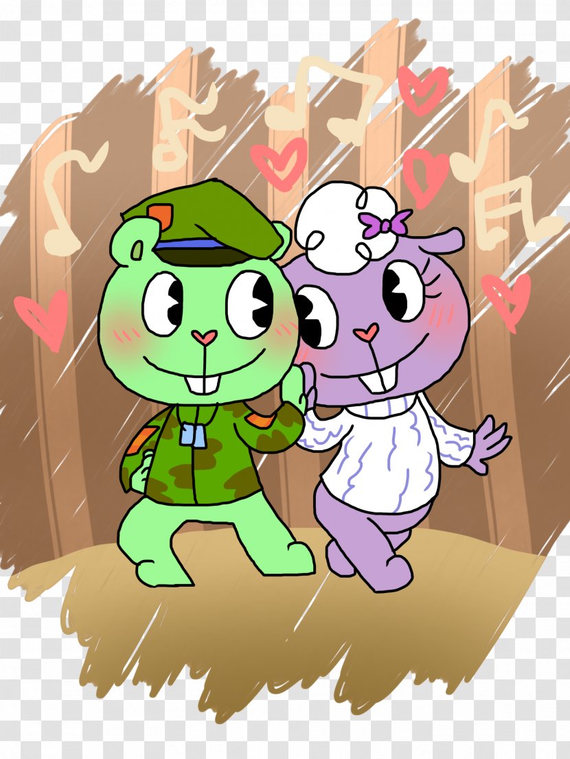 Cuddles Toothy Flaky Flippy Petunia - Watercolor - Happy Tree Friends Transparent PNG