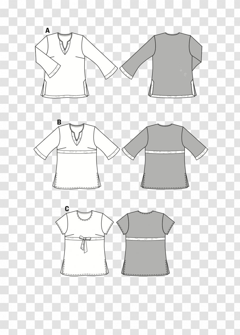 Pattern T-shirt Burda Style Sewing - Black And White Transparent PNG