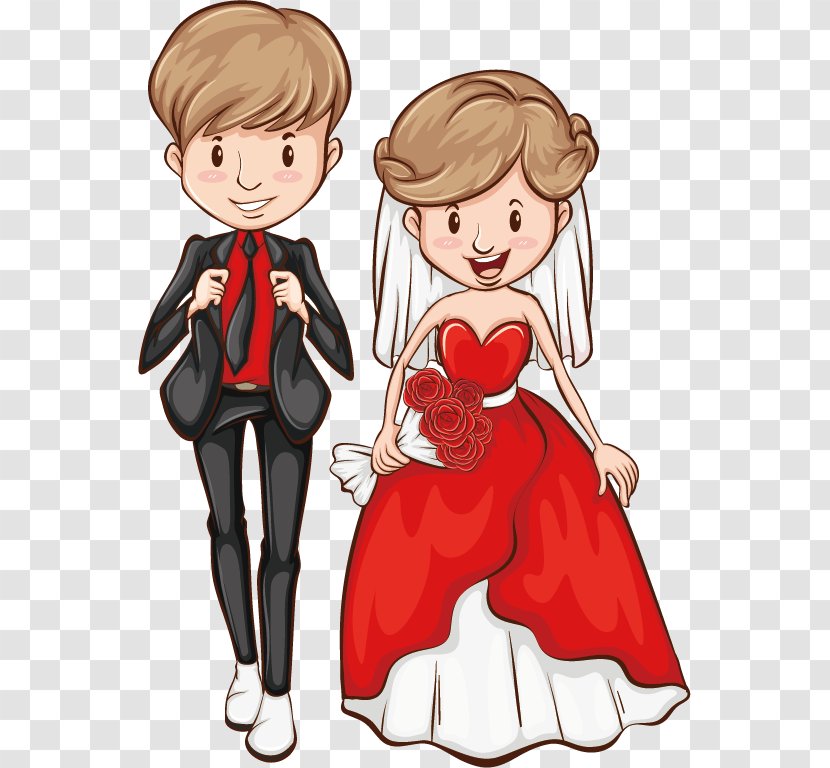 Newlywed Marriage Stock Photography Clip Art - Silhouette - The Bride And Groom Cartoons Transparent PNG