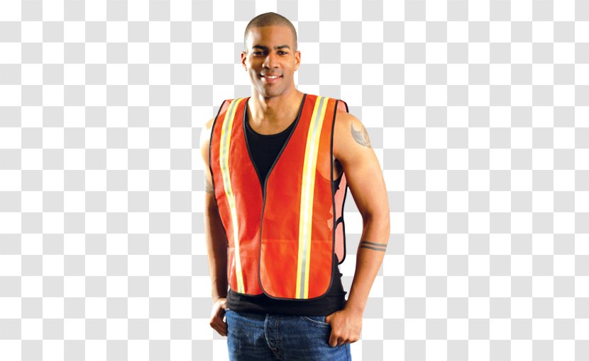 Gilets High-visibility Clothing T-shirt American National Standards Institute Mesh - Orange Transparent PNG
