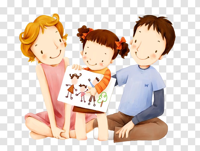Family Drawing Cartoon - Silhouette - Lovely Transparent PNG