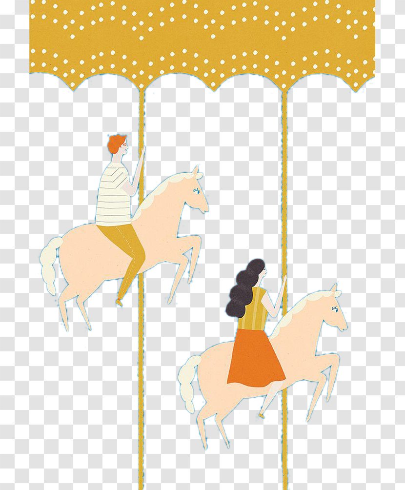Illustration - Fictional Character - Couple Rotating On Horse Transparent PNG