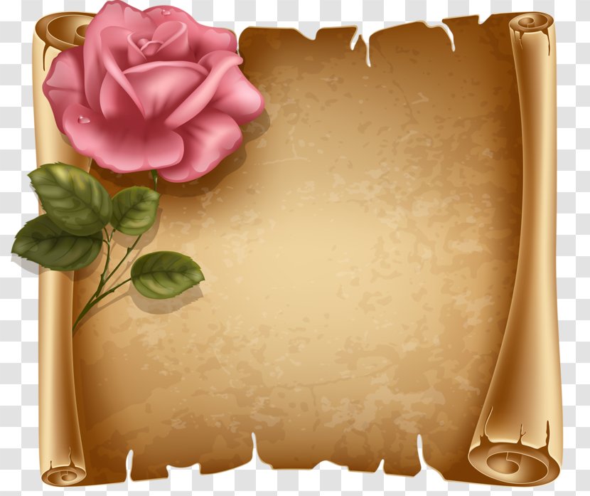 Paper Scroll Clip Art - Printing And Writing - Flowers Background Transparent PNG