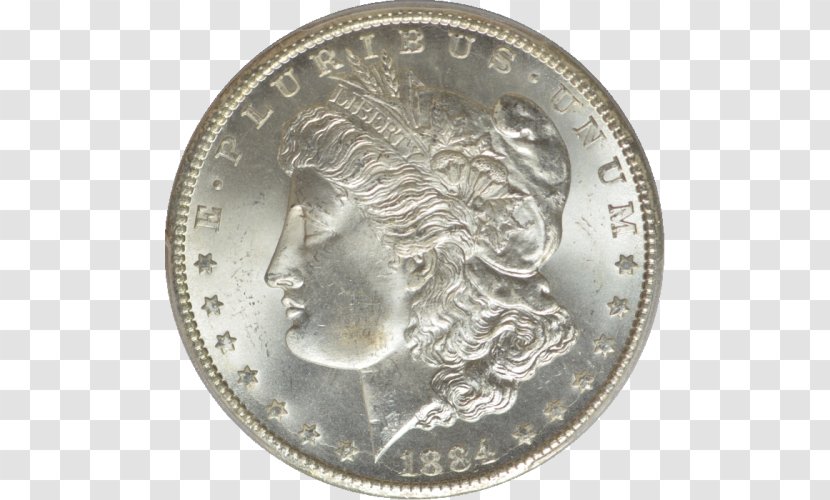 Coin Obverse And Reverse Morgan Dollar Currency Brockage - June - Silver Eucalyptus Transparent PNG