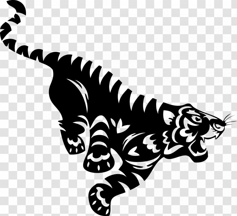 White Tiger Logo Clip Art - Black Transparent PNG