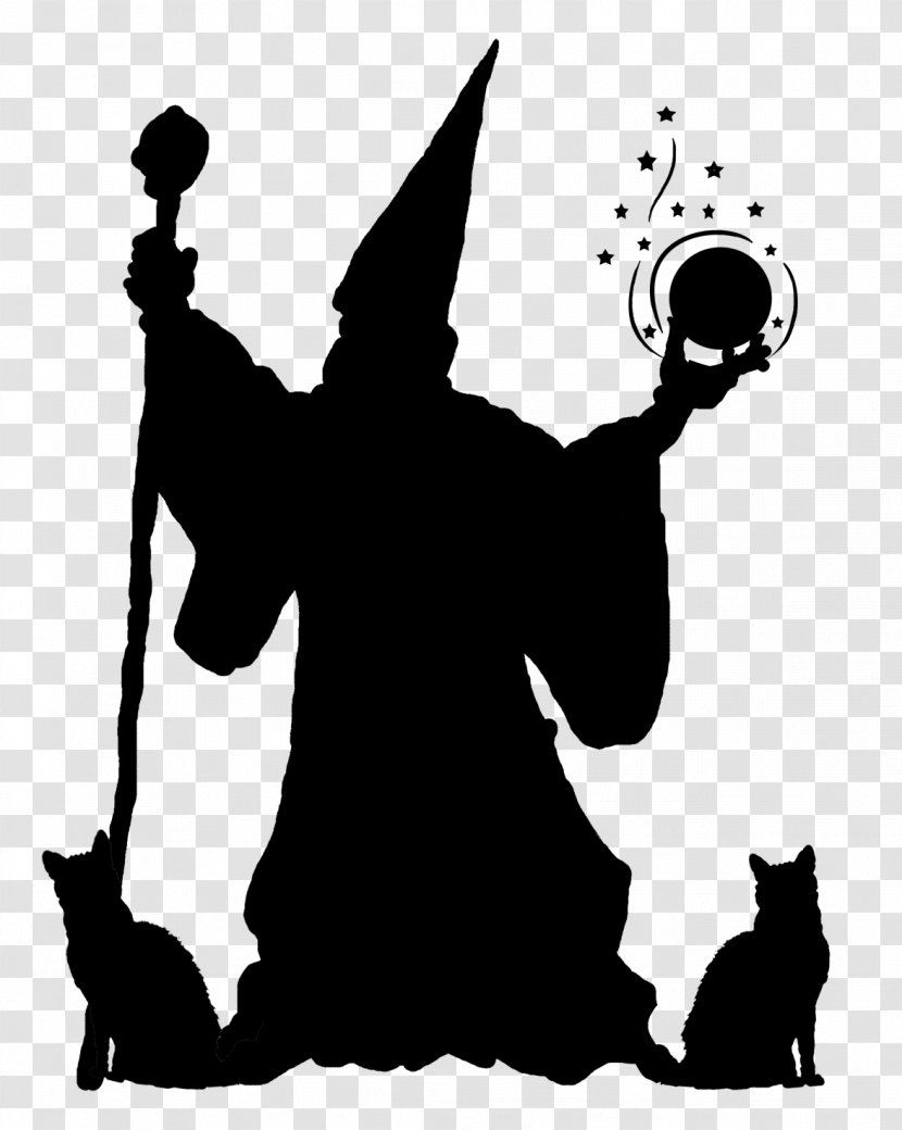 Magician Silhouette Witch & Wizard - Wand - Halloween Ball Transparent PNG