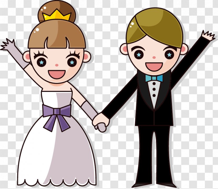 Wedding Invitation Bridegroom Illustration - Cartoon Couple Element Transparent PNG