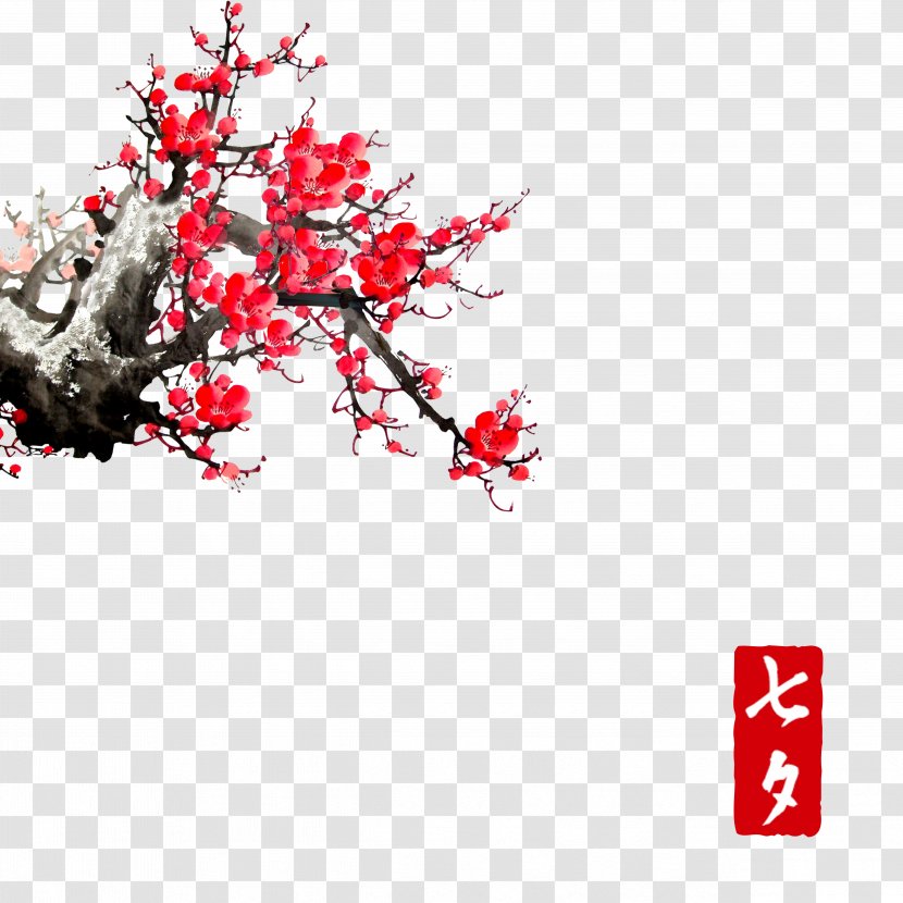 Flower Plum Blossom Chinese Painting Art - Feng Shui Transparent PNG
