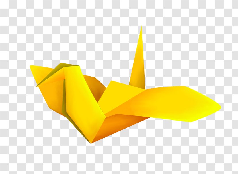 Crane Origami Paper Orizuru - Thousand Cranes - Yellow Transparent PNG