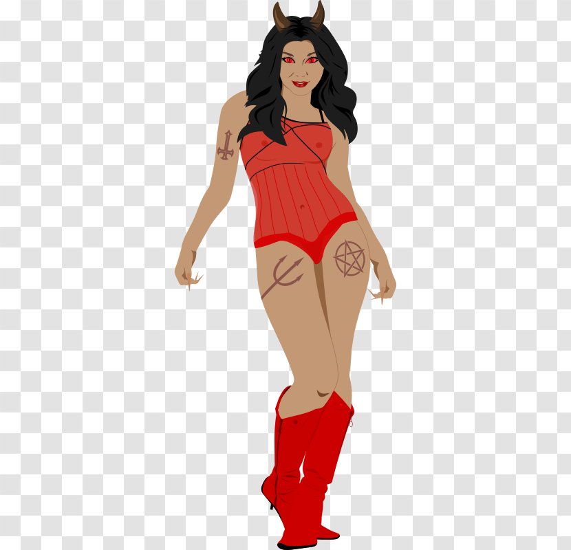 Devil Demon Woman Clip Art - Heart Transparent PNG