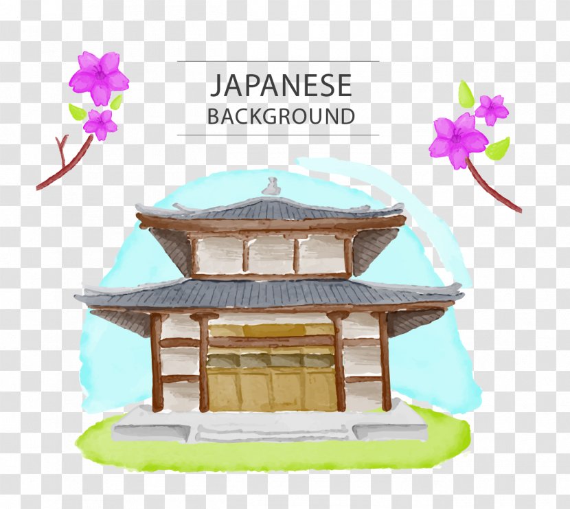 Japan Watercolor Painting Building House - Art - Temple Transparent PNG