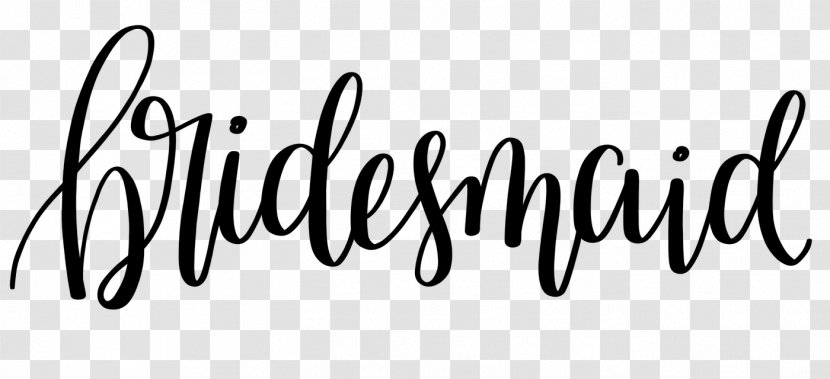 Bridesmaid Calligraphy Lettering Font - Black And White Transparent PNG