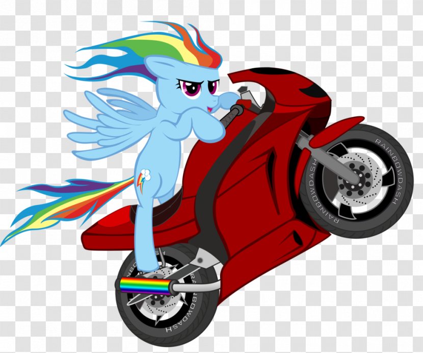 Rainbow Dash Wheelie Motorcycle DeviantArt - Fictional Character - Cartoon Transparent PNG