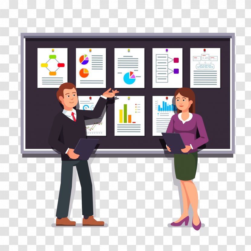 Businessperson Presentation Cartoon - Entrepreneurship - Display Board Transparent PNG