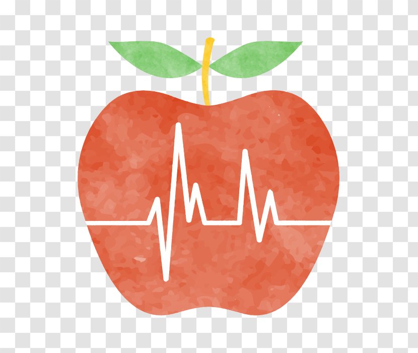 Health Medicine Eating Nutrition - Cartoon - Apple Electrocardiogram Transparent PNG