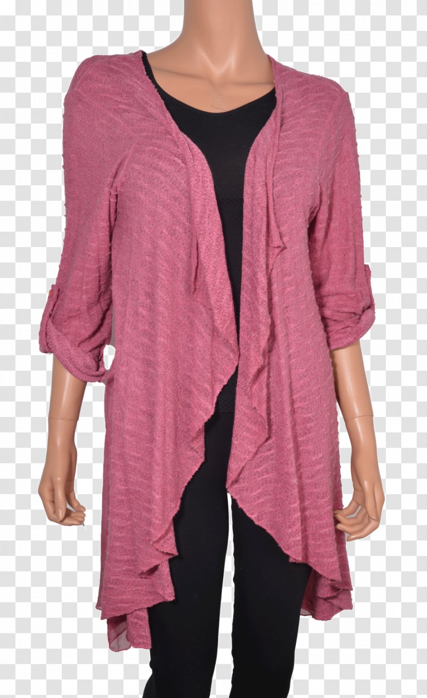 Cardigan Pink M Sleeve Dress - Sweater Transparent PNG