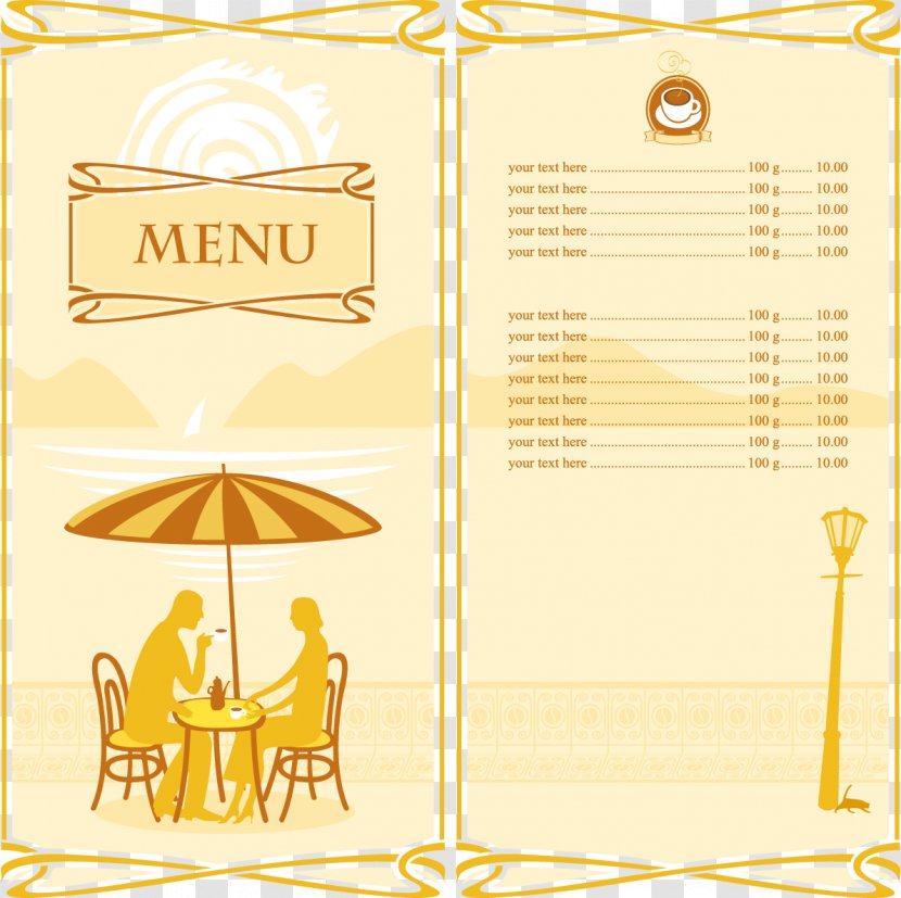 Cafe Menu Cartoon Silhouette - Brand - Elegant Design Material Transparent PNG