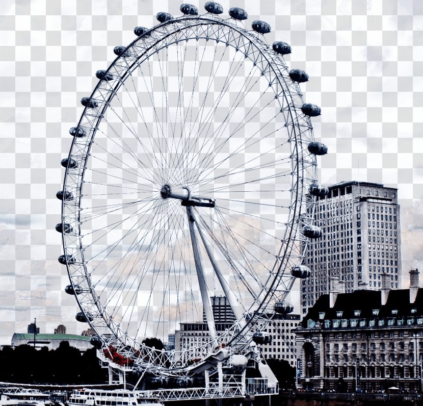 London Eye Big Ben Palace Of Westminster Bridge Tower - Ferris Wheel - File Transparent PNG