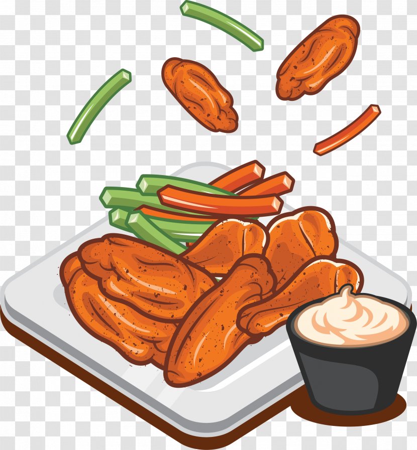Buffalo Wing Sausage Fried Chicken Fast Food - Vegetable - Wings Transparent PNG