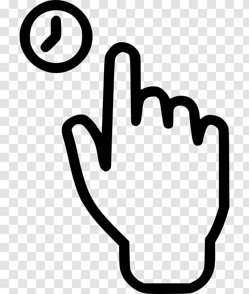 Touchscreen Clip Art Finger Hand - Black And White Transparent PNG