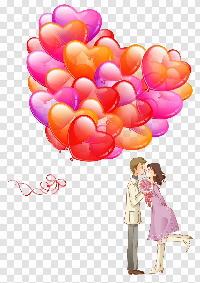 Valentines Day White Romance Qixi Festival Poster - Valentine's Love Balloon Transparent PNG