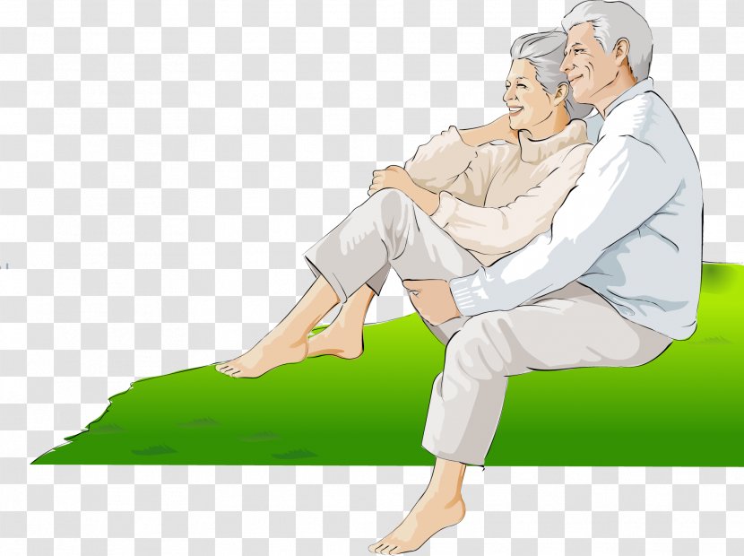 Old Age - Tree - The Man Sitting On Grass Vector Transparent PNG