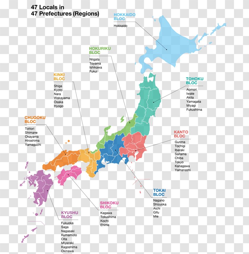 Japan World Map Blank - Prefectures Of Transparent PNG
