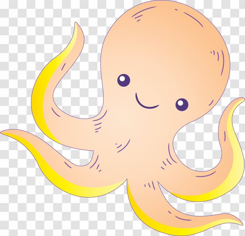 Octopus Giant Pacific Octopus Cartoon Octopus Yellow Transparent PNG