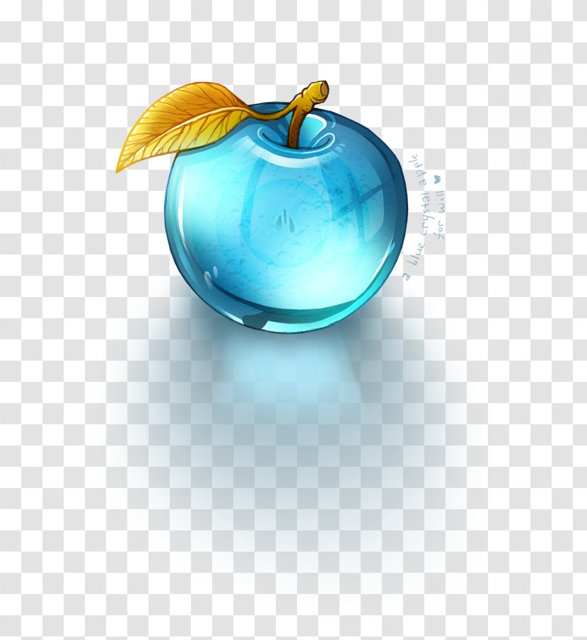 Crystal Glass Apple Paperweight Blue Transparent PNG