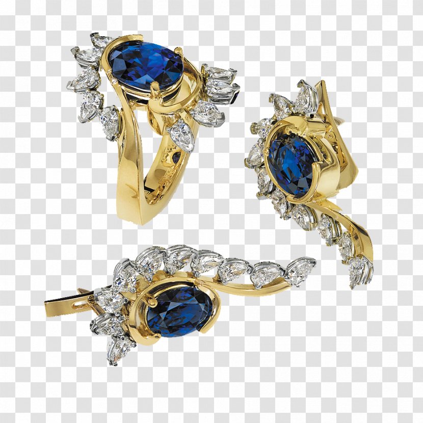 Jewellery Ring Model Gold Gemstone - Blue Transparent PNG