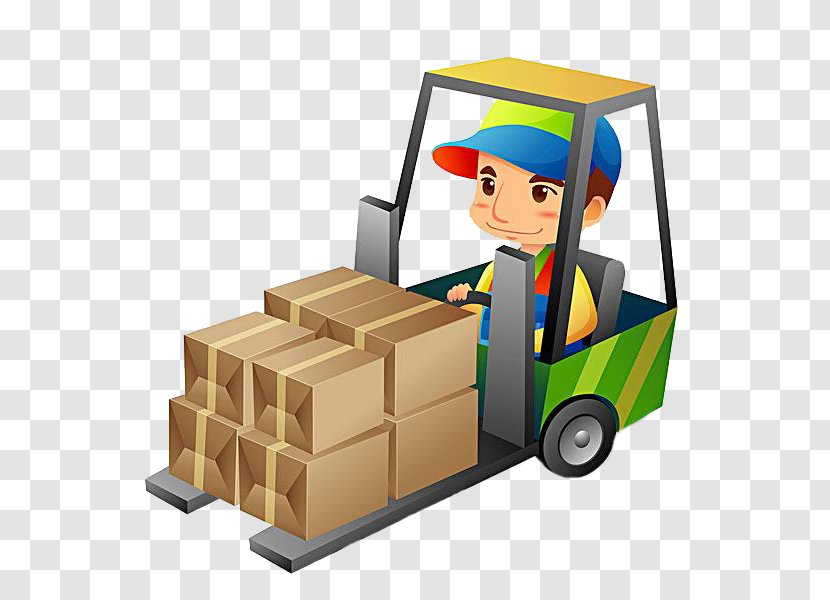 Cartoon Forklift Illustration - Toy - Man Driving Transparent PNG