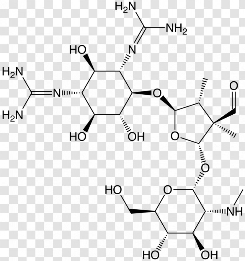 Streptomycin Structure Antibiotics Aminoglycoside Neomycin - Black And White - Diagram Transparent PNG
