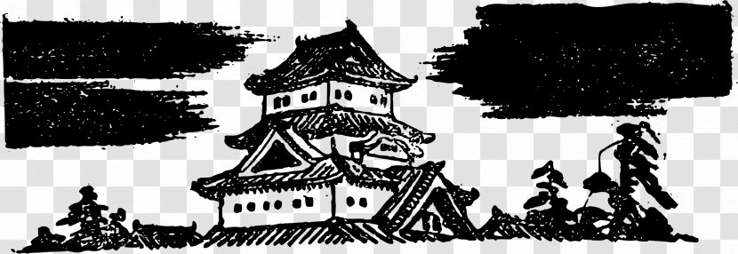 Japanese Castle - Black And White - Japan Transparent PNG