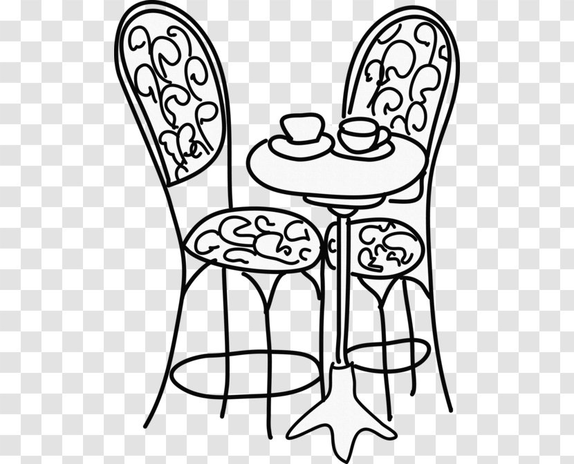 Table Chair Technical Drawing - Black And White Transparent PNG