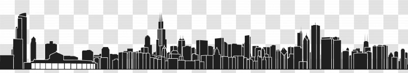 Skyline Chicago Skyscraper - Black And White Transparent PNG
