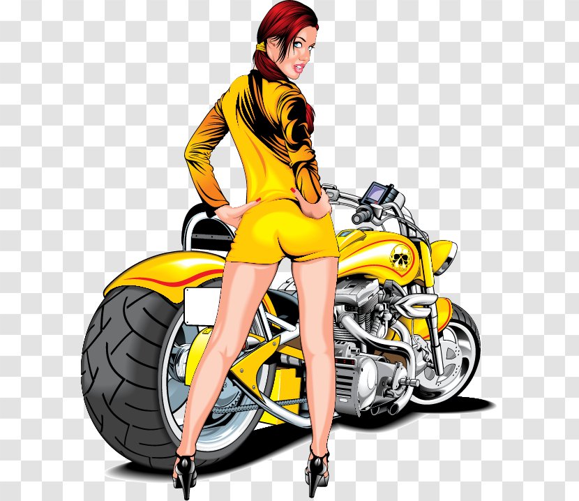 Motorcycle Woman Clip Art - Heart - Flirty And Car Vector Material, Transparent PNG