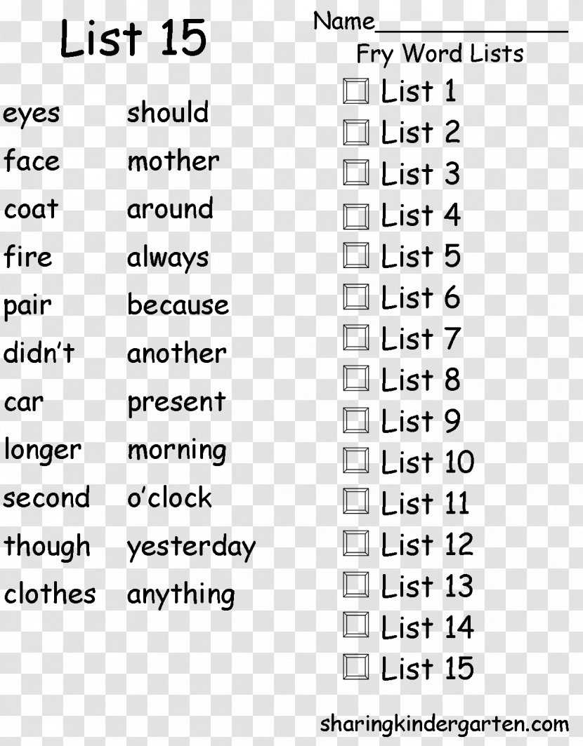 Sight Word Vocabulary Rhyme Text - Document Transparent PNG