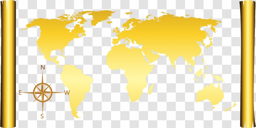 Globe World Map - Golden Transparent PNG
