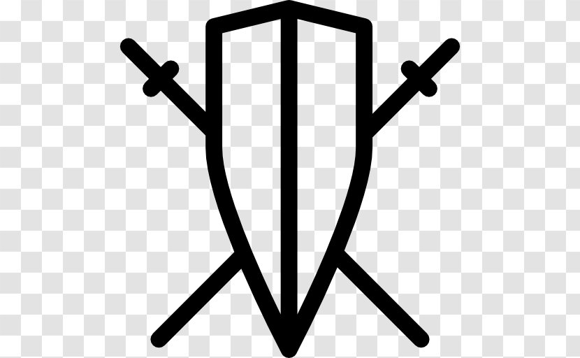 Shield - Sword - Black And White Transparent PNG