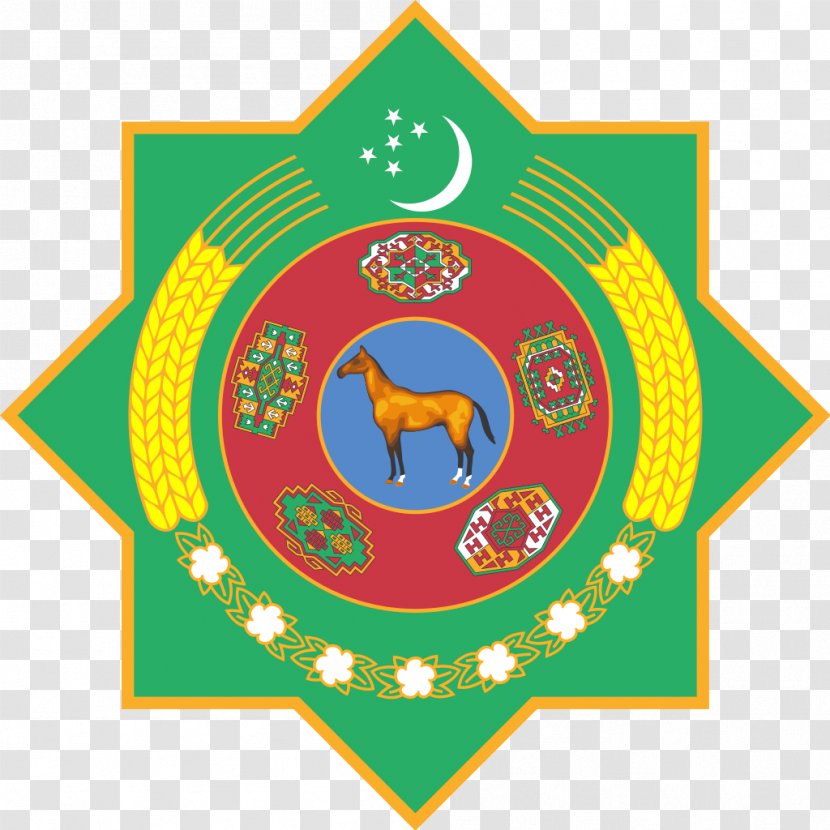 Emblem Of Turkmenistan Flag National Symbol Turkmen Soviet Socialist Republic - Coat Arms - Badges Transparent PNG