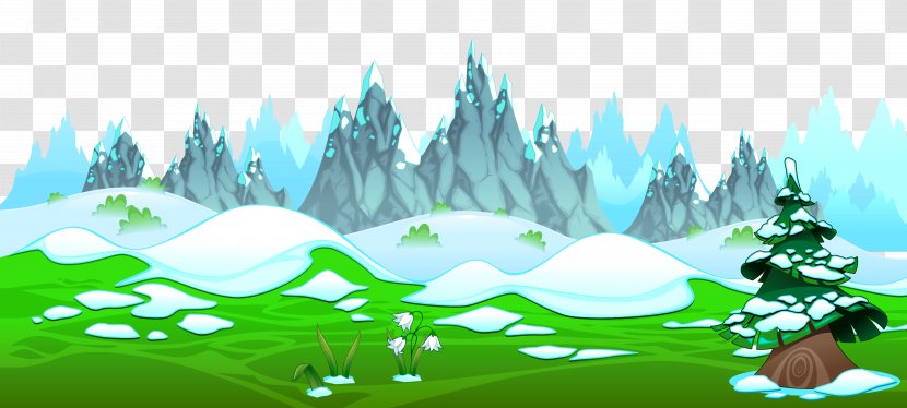 Spring Clip Art - Ecosystem - Early With Icy Mountains Ground Clipart Transparent PNG
