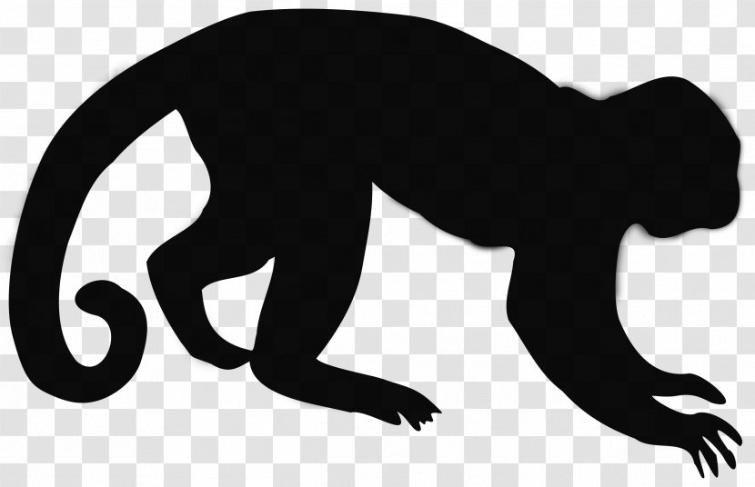 Gorilla Cat Mammal Human Clip Art - Blackandwhite - Terrestrial Animal Transparent PNG