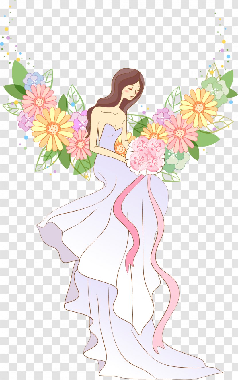Wedding Invitation Bride - Heart - Vector Hand-painted Transparent PNG