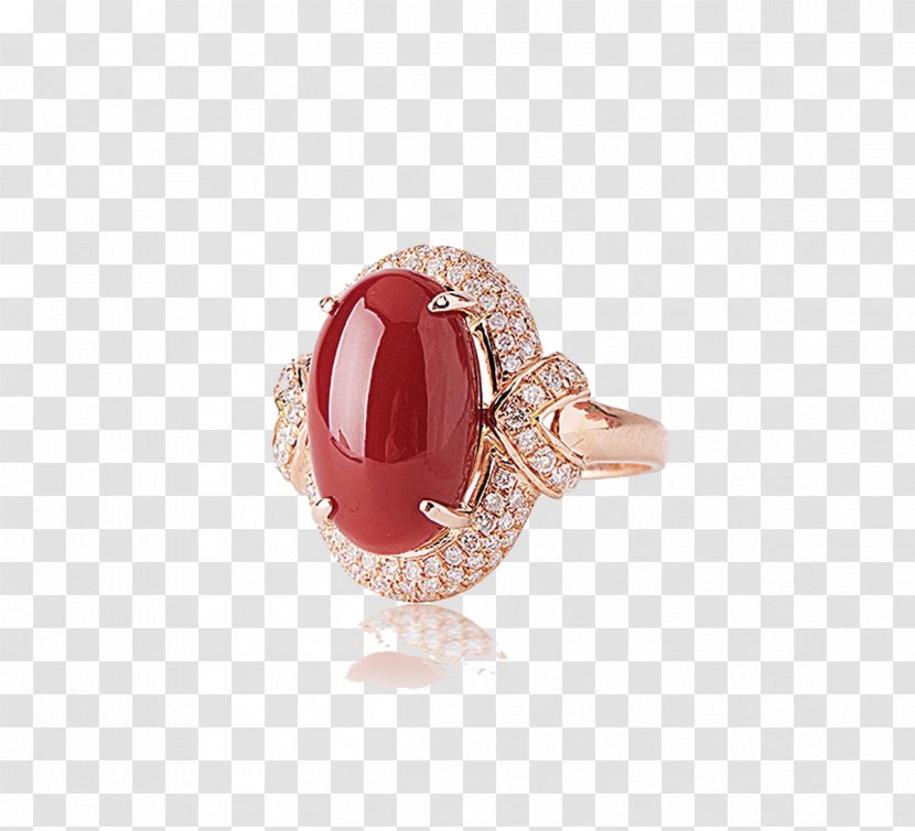 Red Coral Ring Gemstone Jewellery - Gold - Rings Transparent PNG