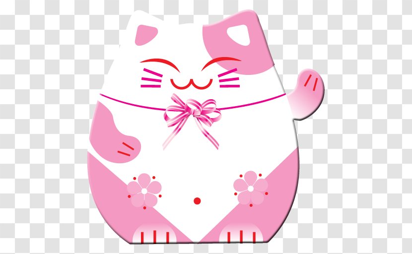 Cat Maneki-neko Pink - Flower - Kitten Transparent PNG