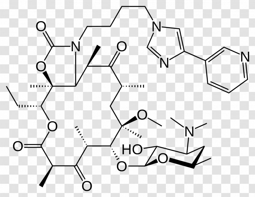 Telithromycin Erythromycin Ketolide Antibiotics Amoxicillin - Diagram - Black And White Transparent PNG