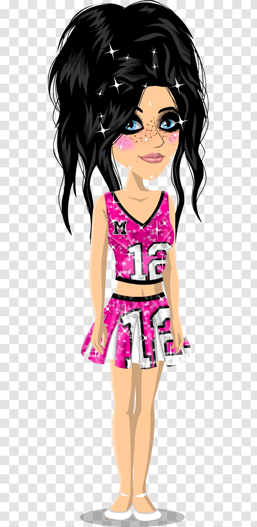 MovieStarPlanet Black Hair Doping In Sport Brown Long - Watercolor Transparent PNG