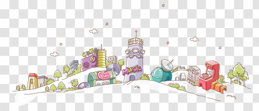 Cartoon Architecture City Illustration - Castle Transparent PNG