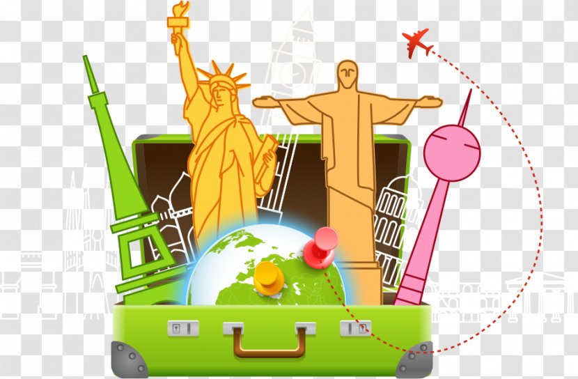 Suitcase Travel Bag - Vector Green On The Statue Of Liberty Transparent PNG