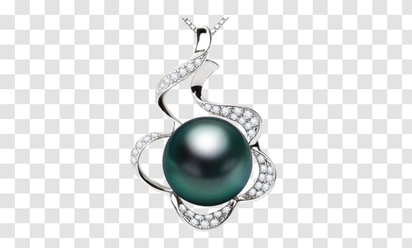 Tahitian Pearl Earring Pendant - Silver - Elsa Ilsa Light Chain Zhengyuan Transparent PNG